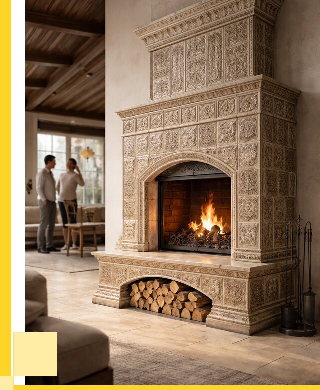 Купить изразцовый камин в Великих Луке от 258425 р. | ЭриданВкл