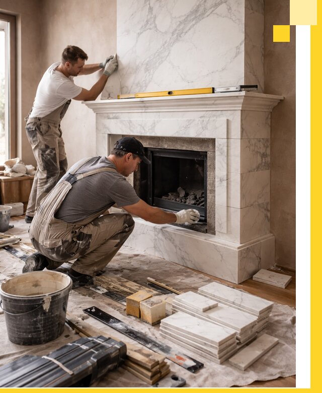 Отделка каминов в Великих Луке качественные облицовочные работы