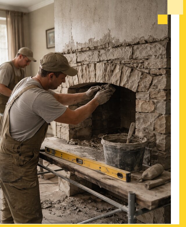 Изготовление каминов под ключ в Великих Луке, монтаж и отделка