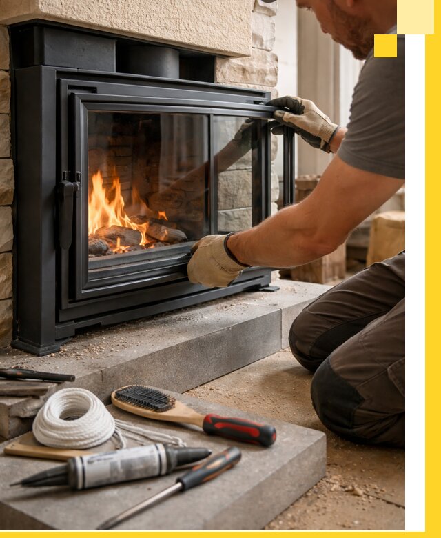 Производство, монтаж и доставка каминов со стеклом в Великих Луке