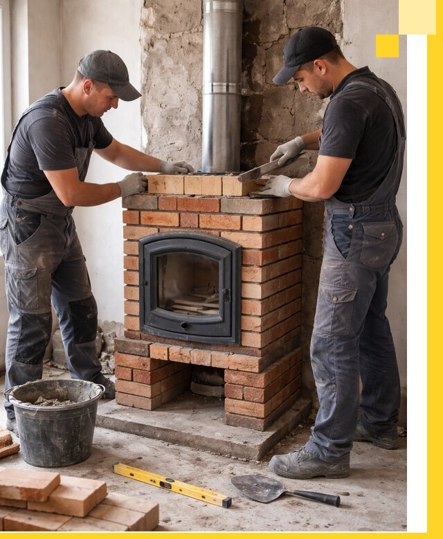 Монтаж печи камина под ключ в Великих Луке с гарантией и пусконаладкой