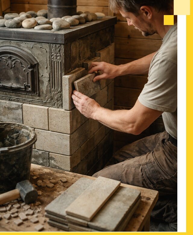 Облицовка банных печей в Великих Луке профессиональная отделка