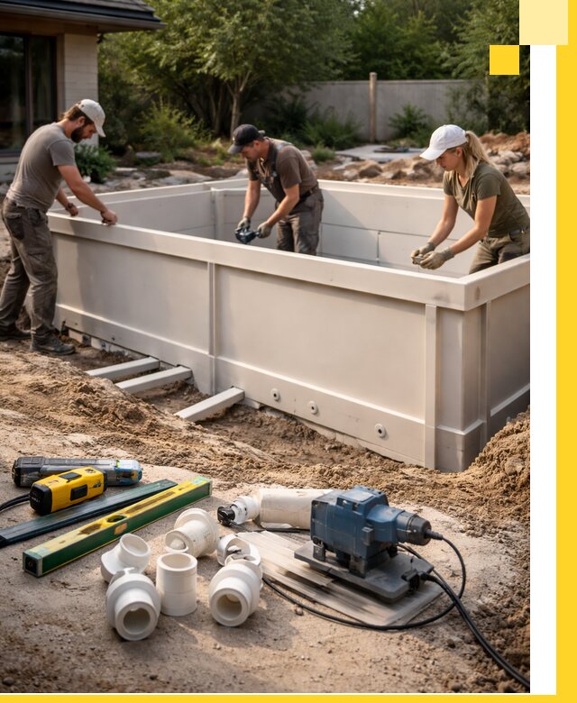 Установка полипропиленовых бассейнов под ключ в Великих Луке