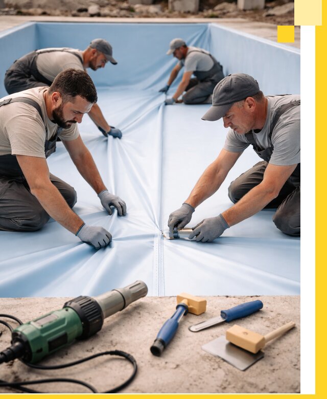 ПВХ пленка для бассейнов с монтажом и гарантией в Великих Луке