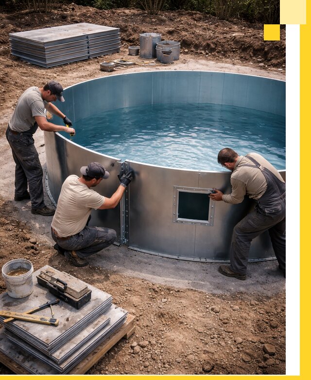 Круглые бассейны под ключ в Великих Луке проектирование и монтаж