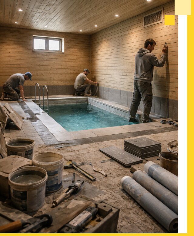 Строительство бани с бассейном и сауной под ключ в Великих Луке