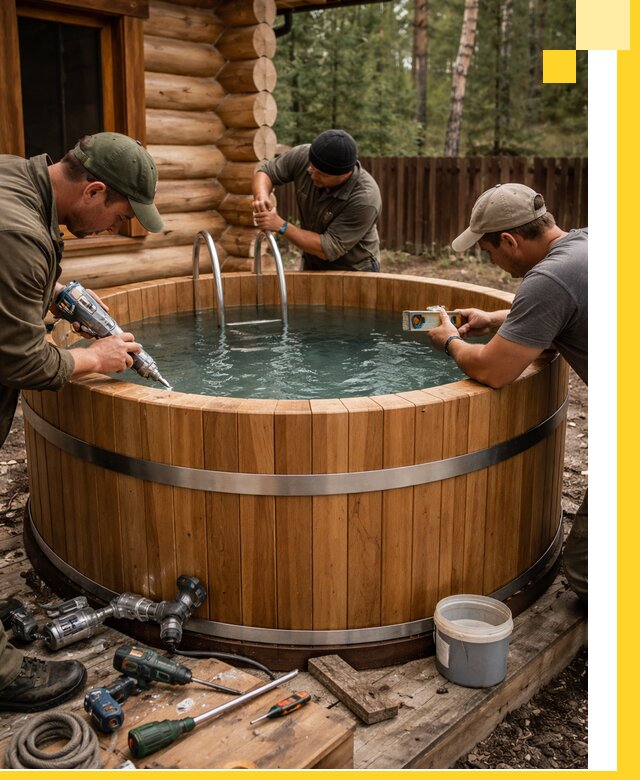 Строительство бань с купелью под ключ и отделкой в Великих Луке