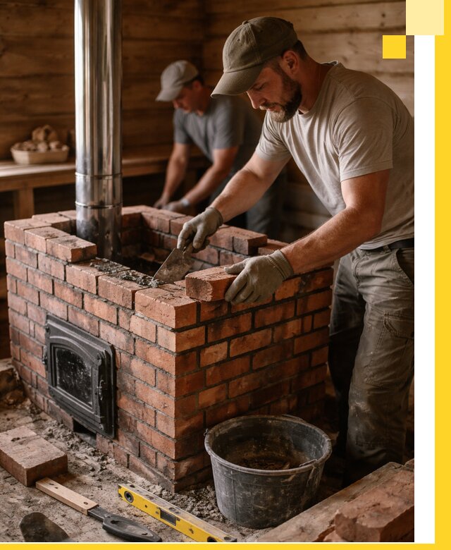 Кирпичные печи для бани под ключ в Великих Луке, проект и монтаж