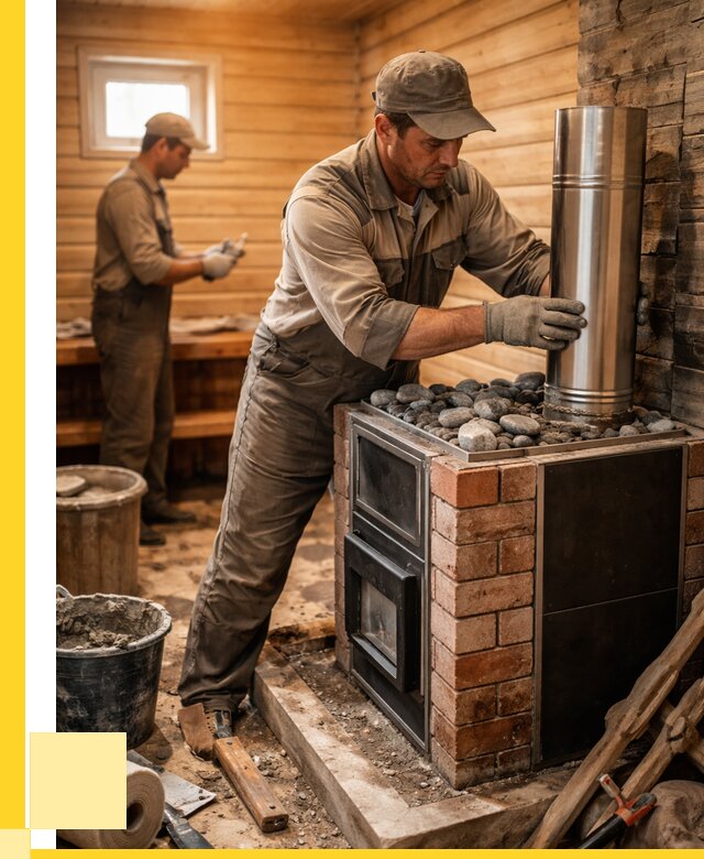 Монтаж печи в бане под ключ в Великих Луке от 20674 р. | ЭриданВкл