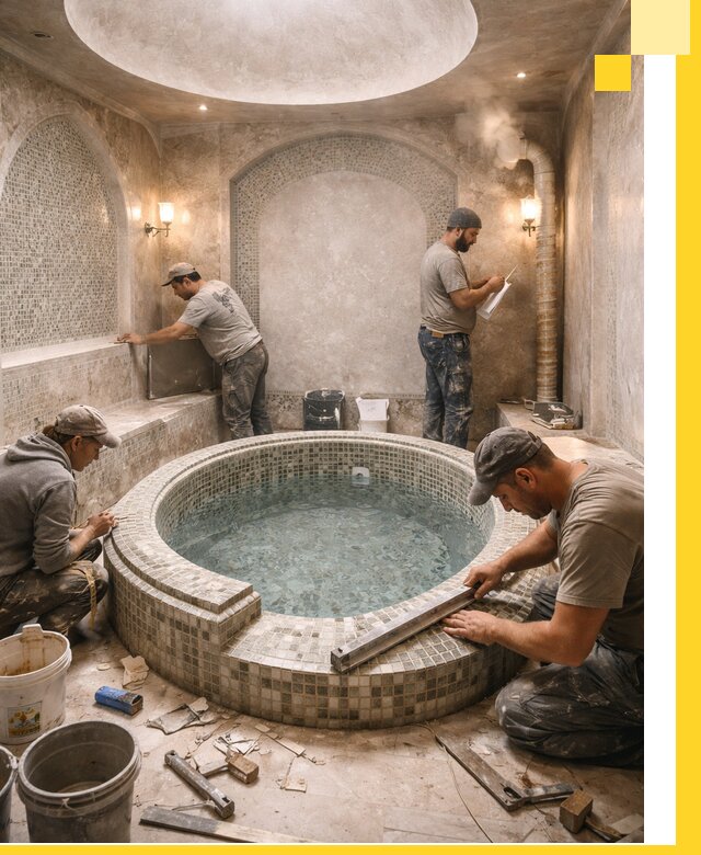 Профессиональное строительство хамама с бассейном в Великих Луке под ключ